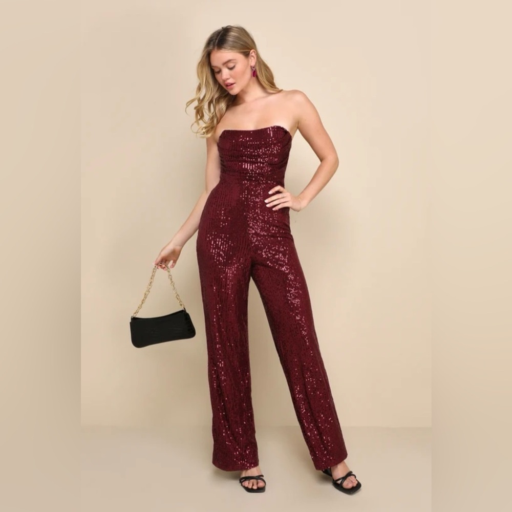 LULUS Glorious Vision Sequin Wide-leg Jumpsuit